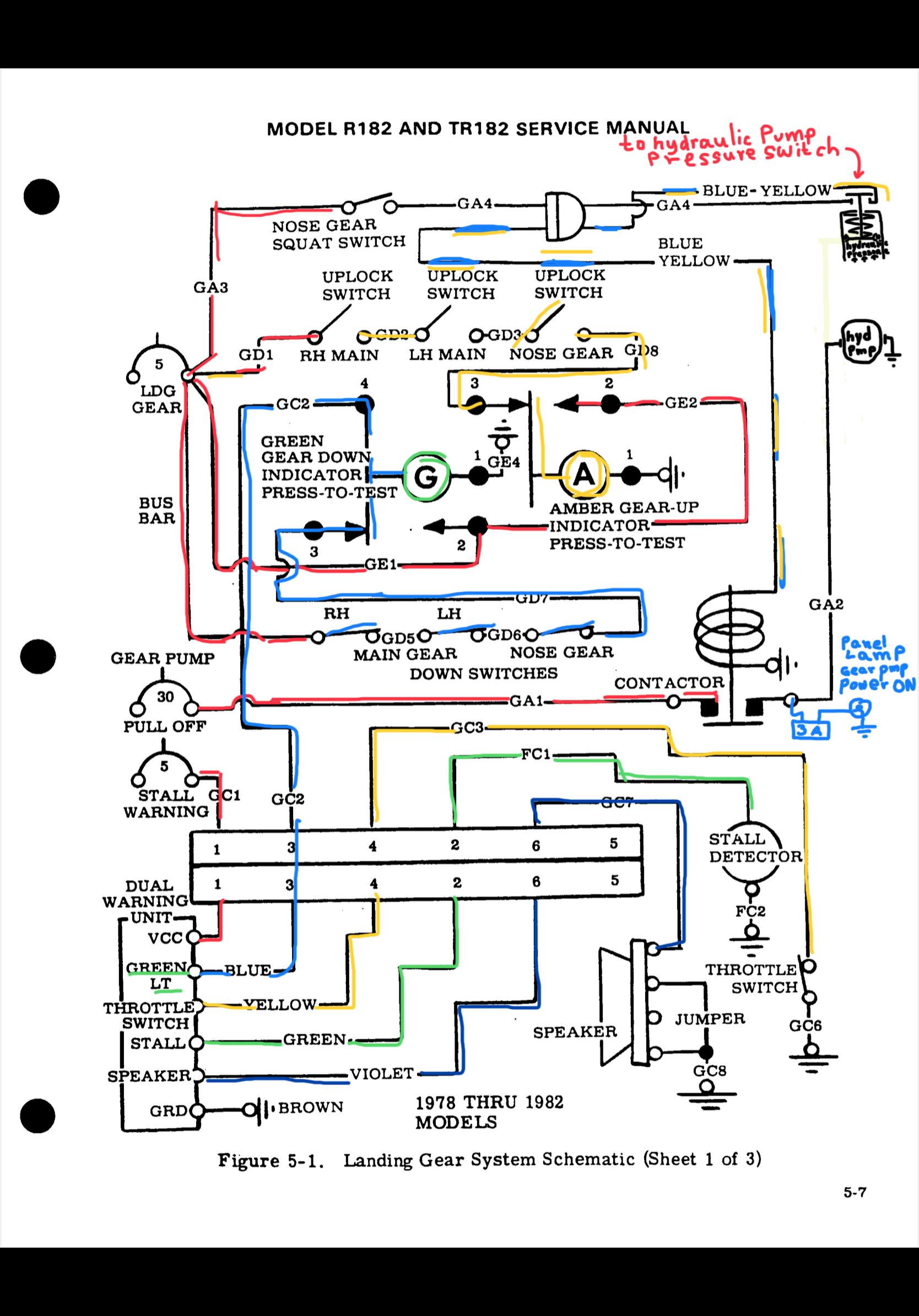 Power going to pump turns light on
