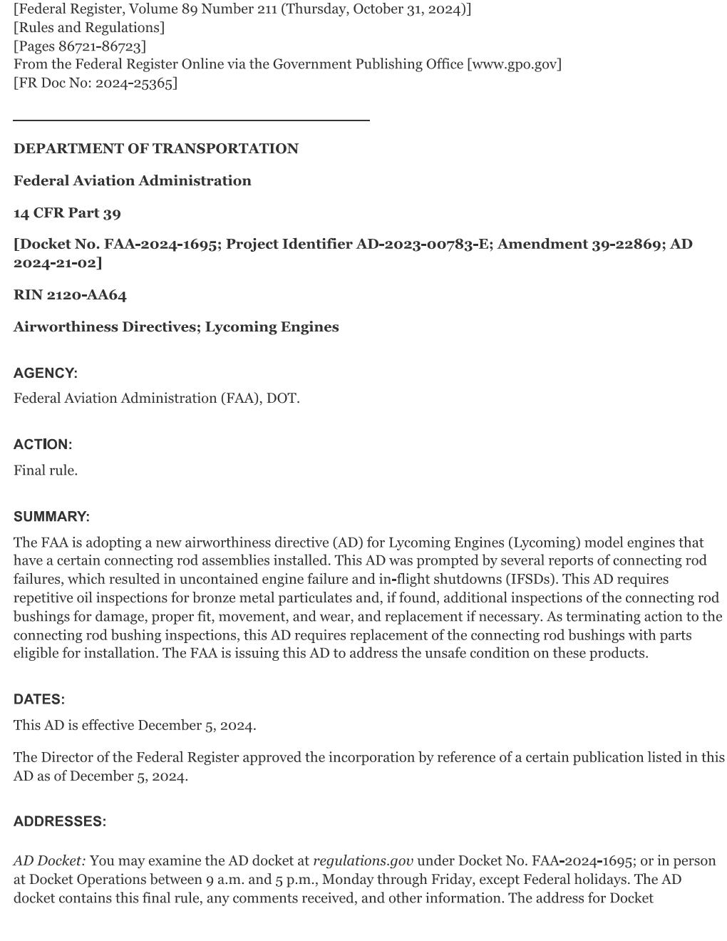 AD2024-21-02 Lycoming connecting rod bushing failure Page 001.jpg